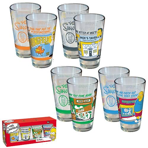 Simpsons Greetings from Springfield Pint Glasses 4-Pack